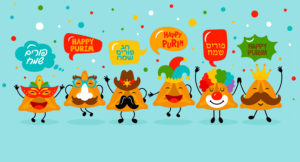 dancing hamantaschen with silly faces