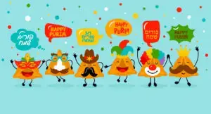 dancing hamantaschen with silly faces