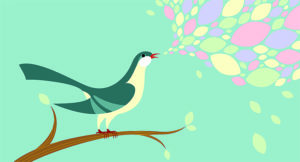 bird singing in tree