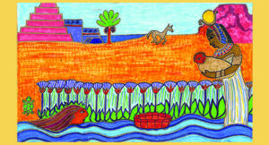 Miriam at the river with baby Moses