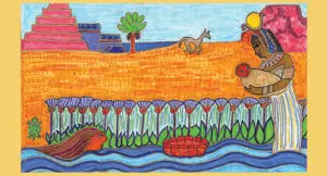 Miriam at the river with baby Moses